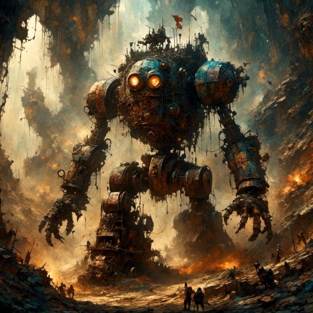 Steampunk Knight Battles Dwarf Machines in Mine