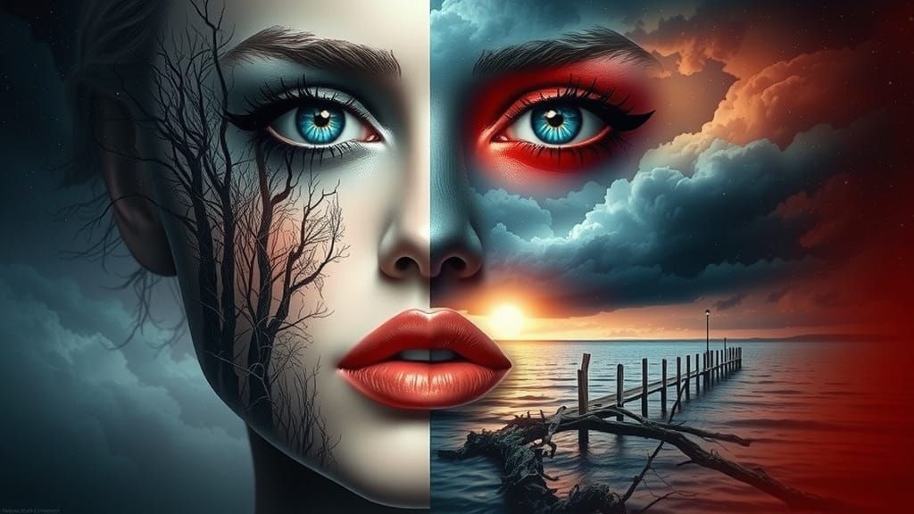 Surreal Digital Artwork Blending Human and Nature