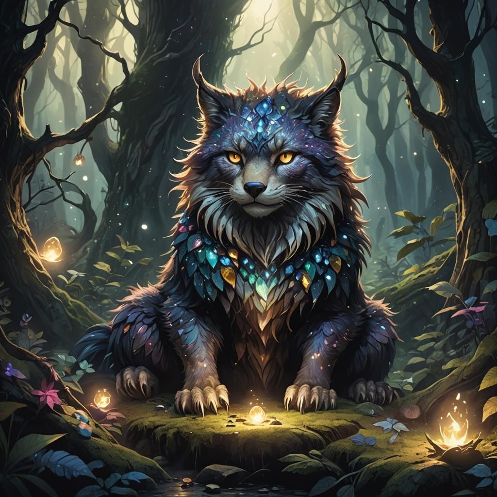 Mystical Creature Emerges from Enchanted Forest