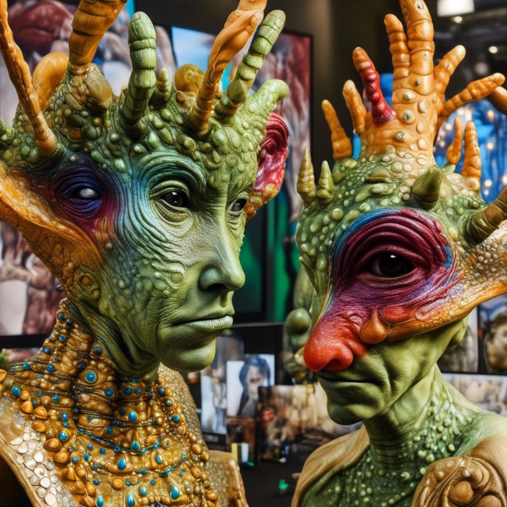 Old Master Paintings: Hyperrealistic Alien Party