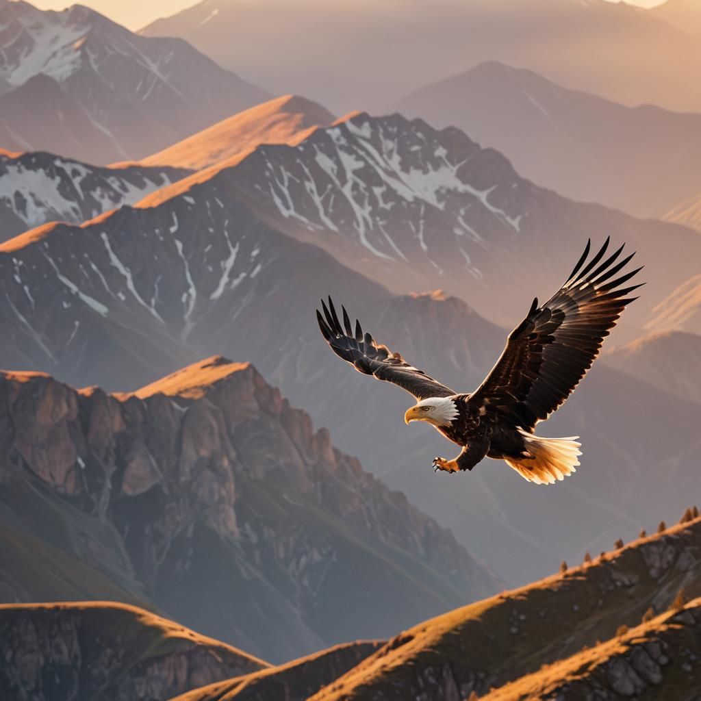 Eagle Flies Into Sunrise: Wildlife Photography
