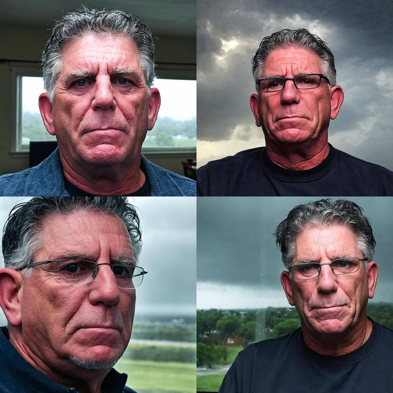 Contemplative Portrait: Window View on Stormy Day