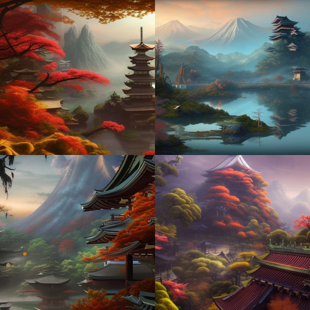 Detailed Matte Painting of Japan in Fantasy Style