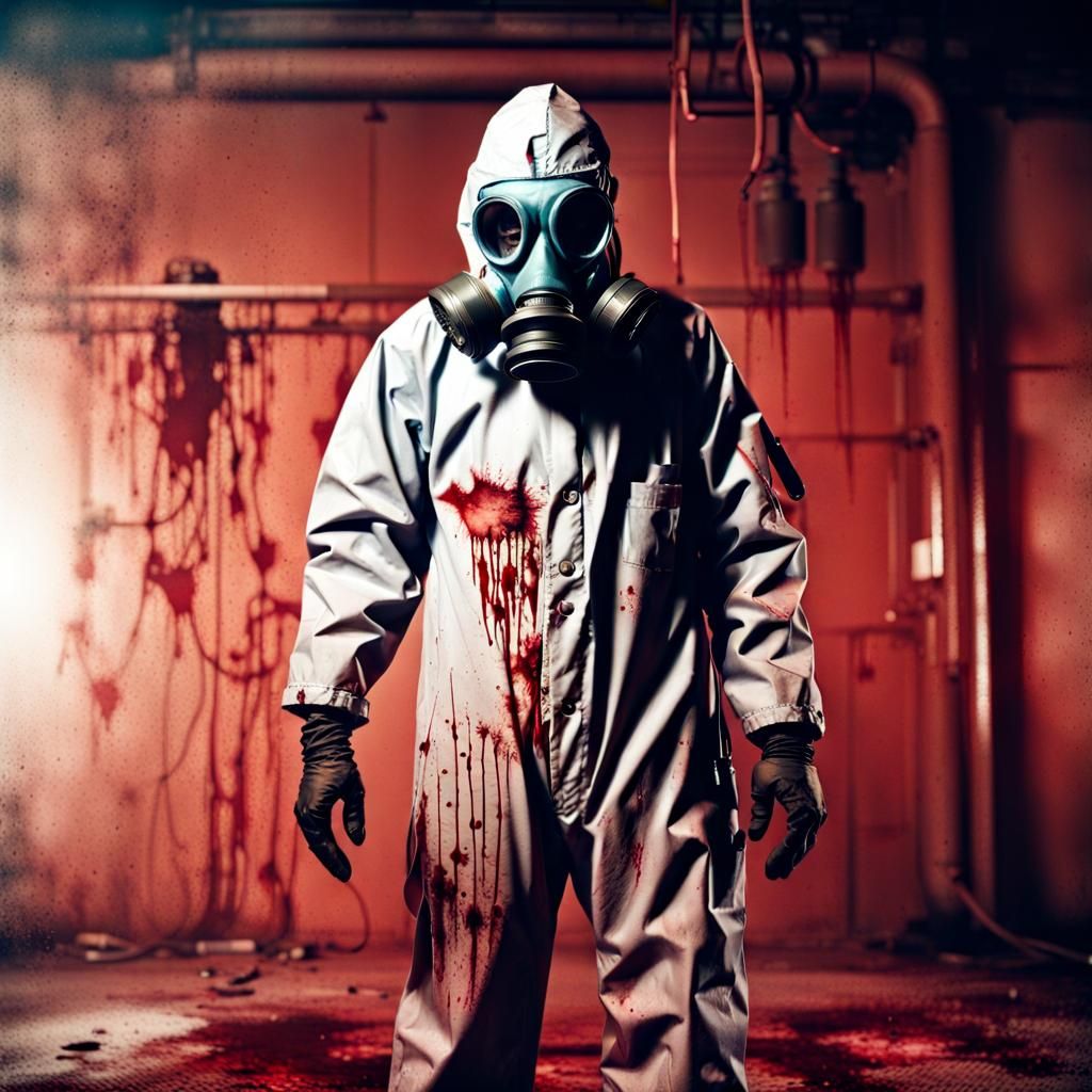 Hazmat Zombie in Dystopian Laboratory