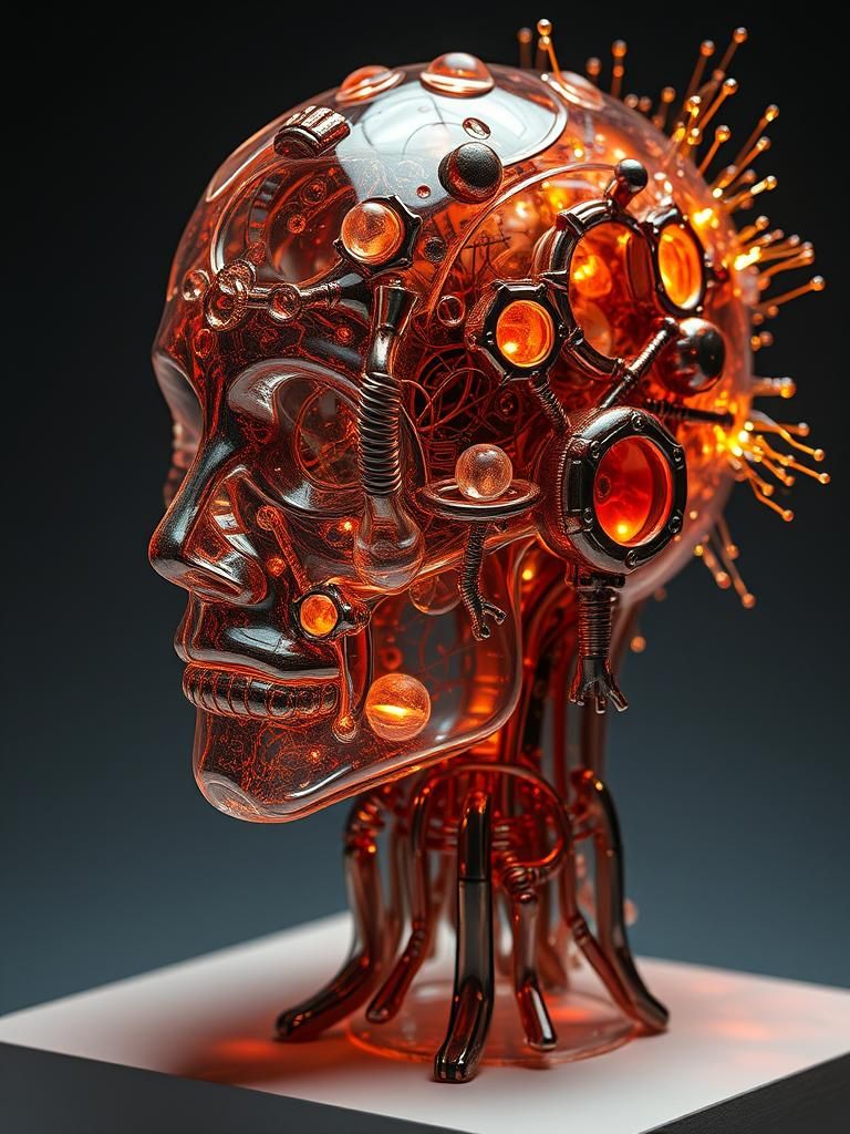 Hollow Glass Weird AI Sculpture with Sparks
