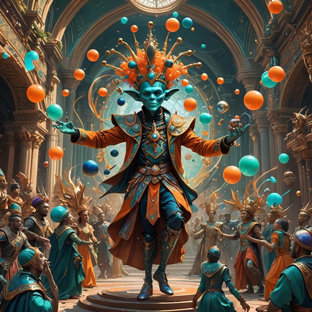 Alien Court Jester: Maximalist Digital Art