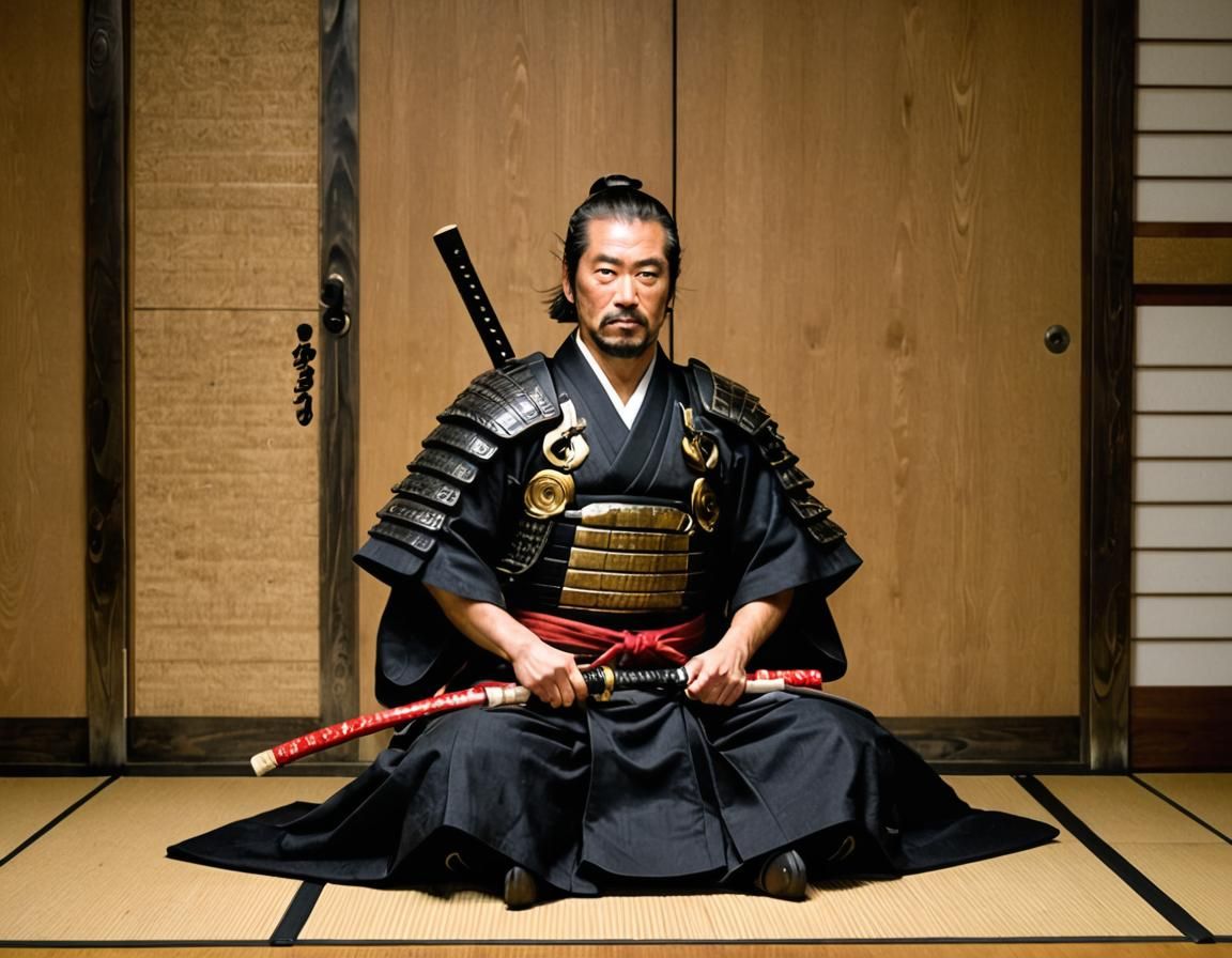 Samurai Warrior in Armor with Katana