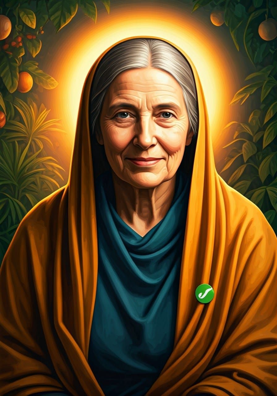 Serenely Elegant Saintly Woman in Golden Hues