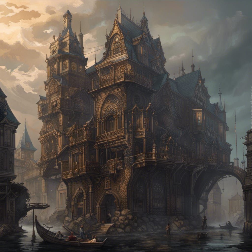 Epic Cobblestone Watchtower: Dramatic Digital Matte Painting