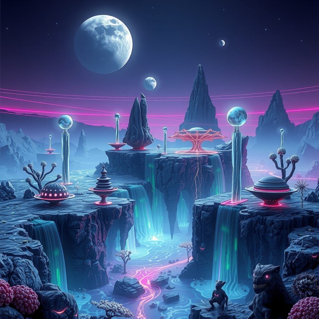 Bioluminescent Alien Planet with Floating Islands