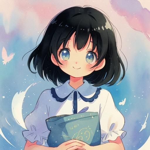 Retro Anime Girl in 1950s Dress Illustration