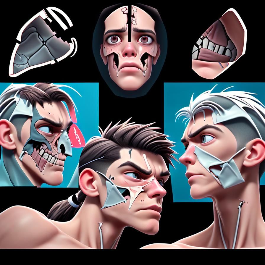 Boxer's Broken Jaw X-Ray Overlay for Medical Analysis