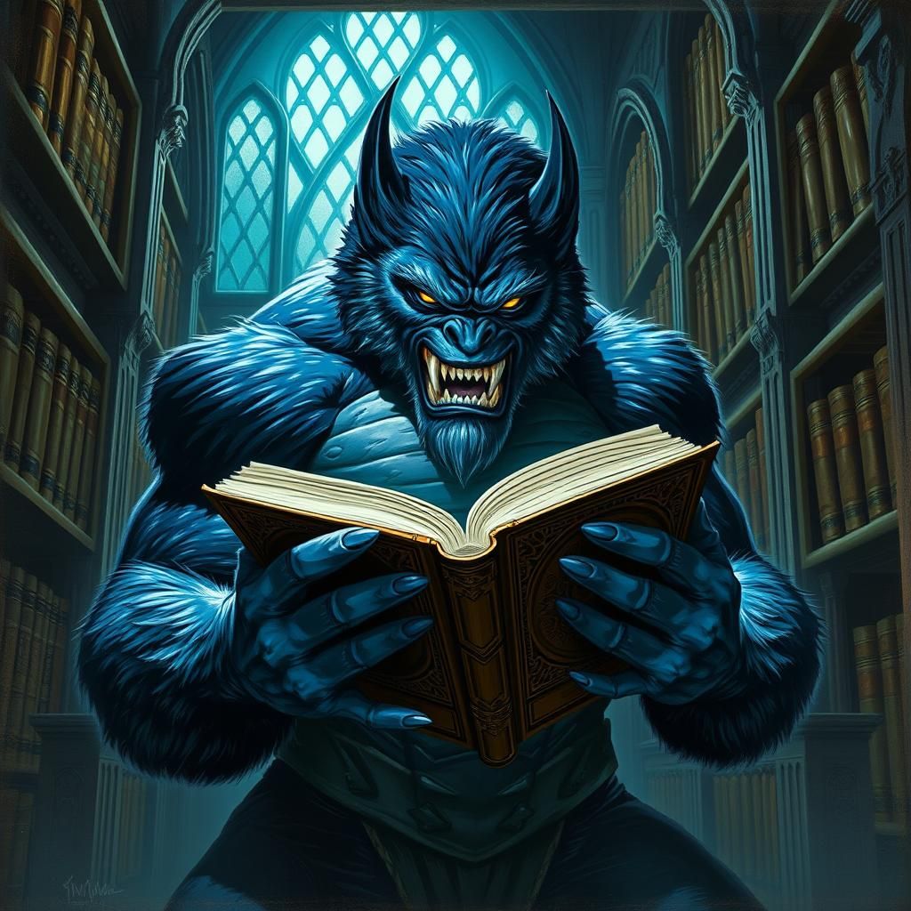 X-Men's Beast in Gothic Library