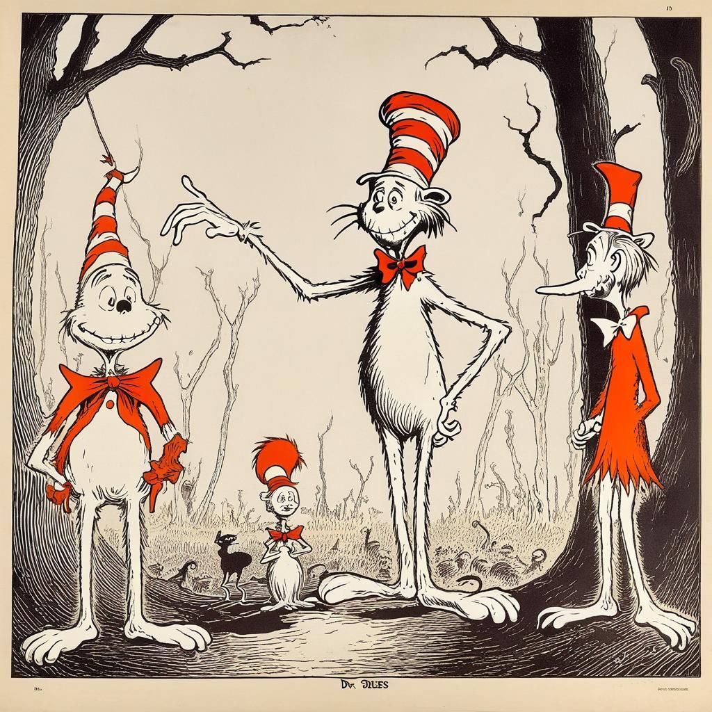 Macabre Scene in Dr. Seuss Style