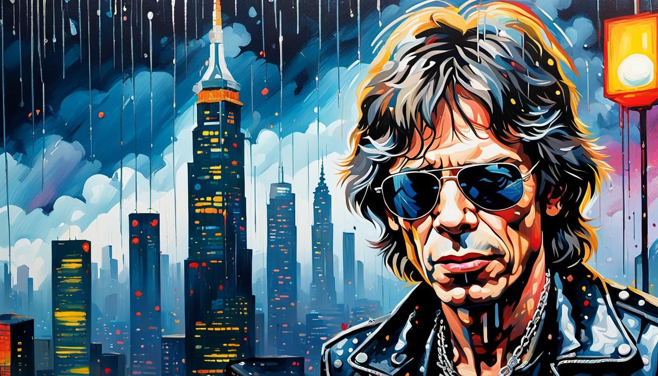 Mick Jagger Portrait in Acrylic Pop Art Style