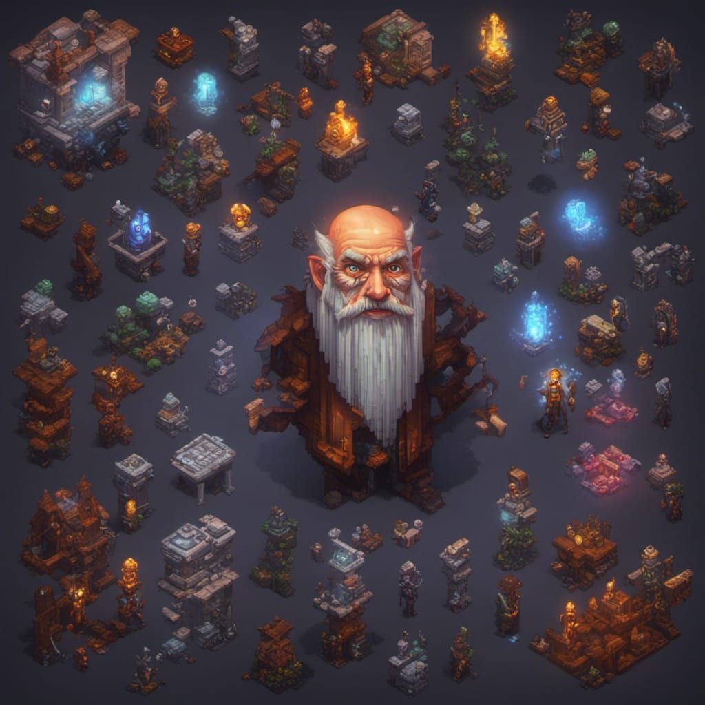 2D Pixel Art Wizard Character Top View
