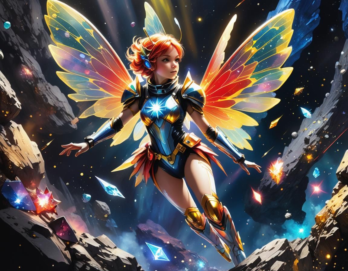 A fairy wearing a spacesuit