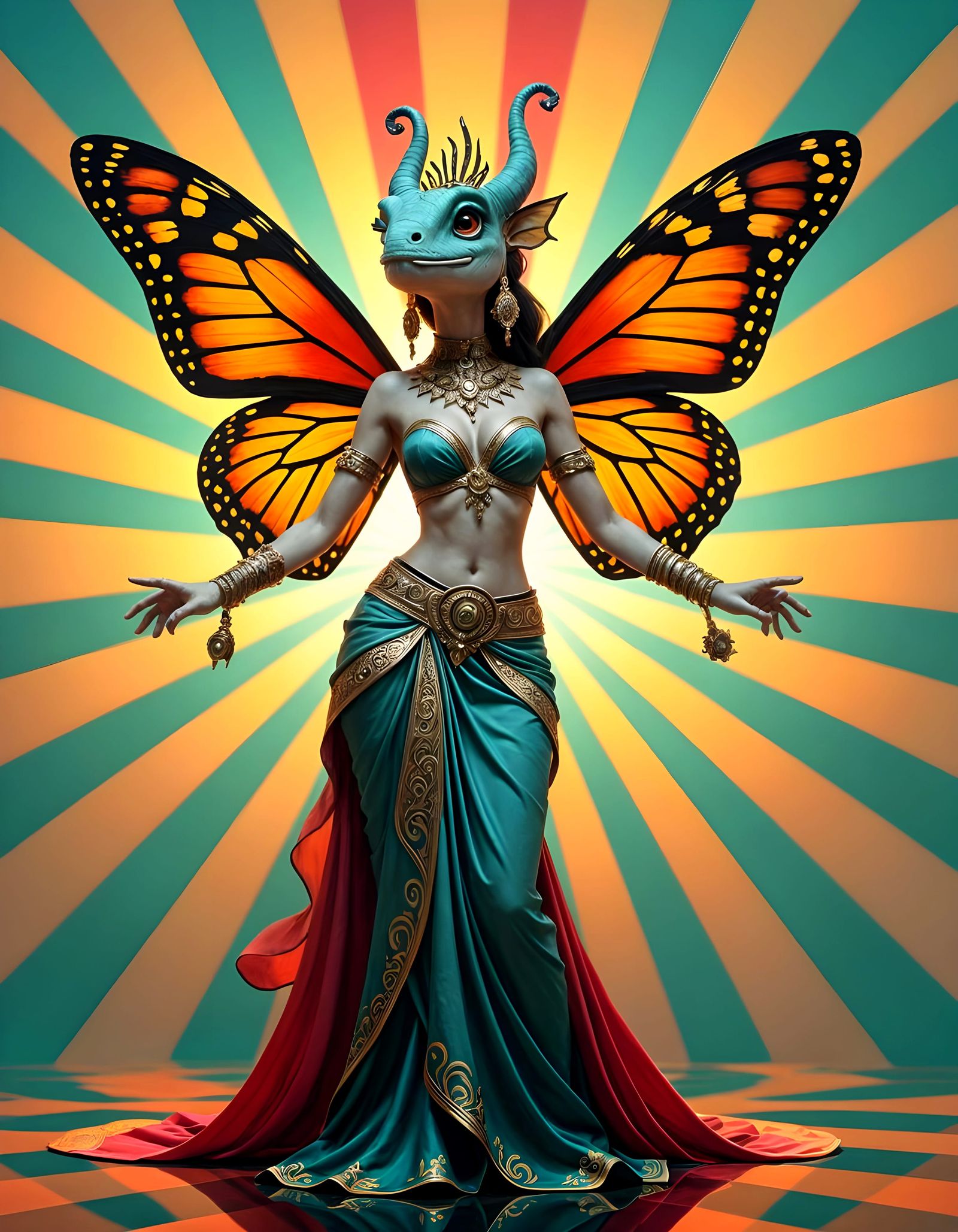 Butterfly-Winged Lizard Elephant Hybrid in Digital Art