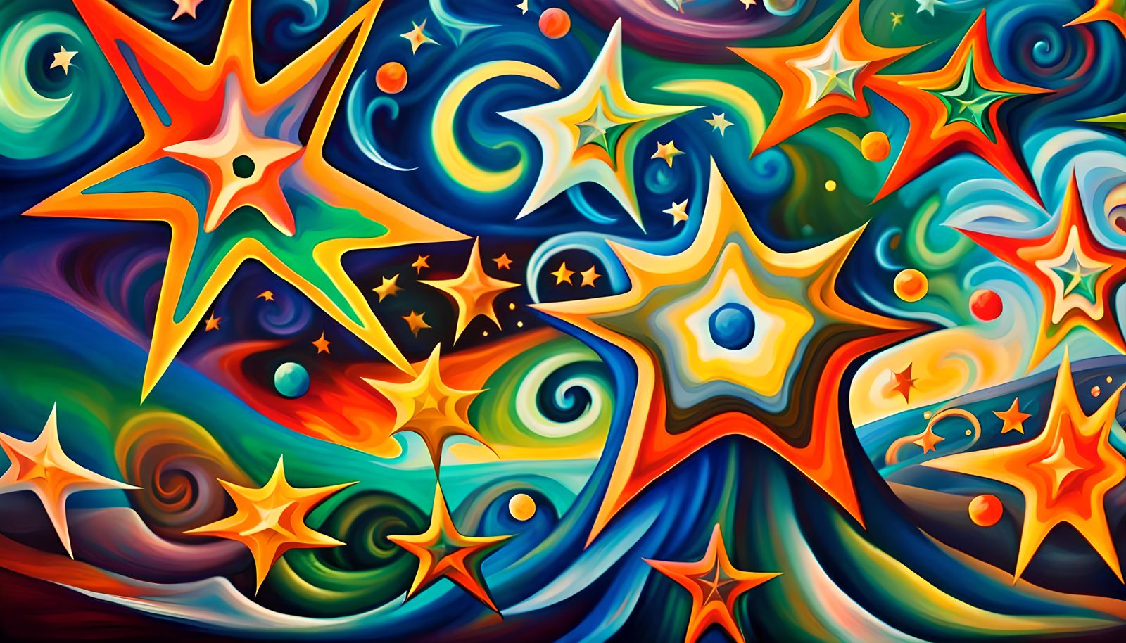 Iridescent Stars Connected in Electromagnetic Plasma, Impast...