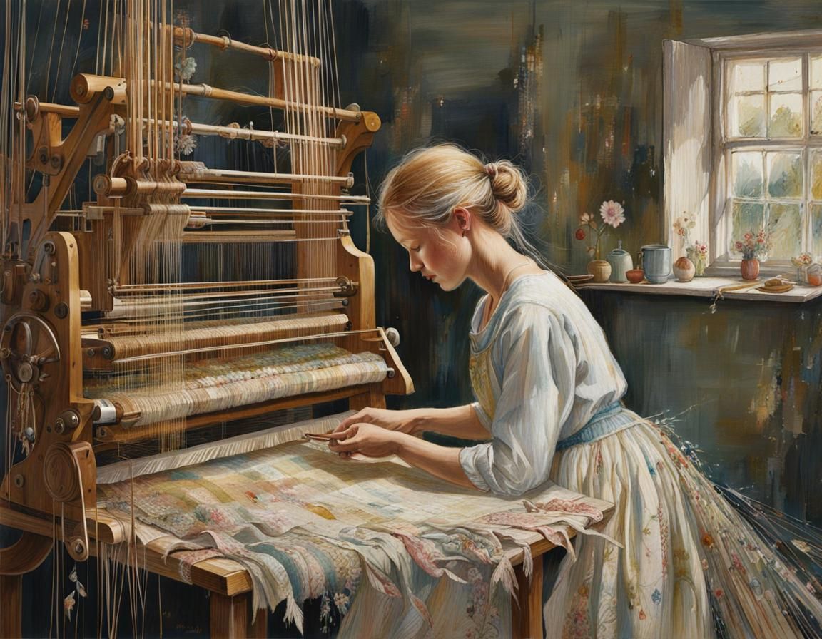The Enchanting Weaver in Ethereal Dreamscapes