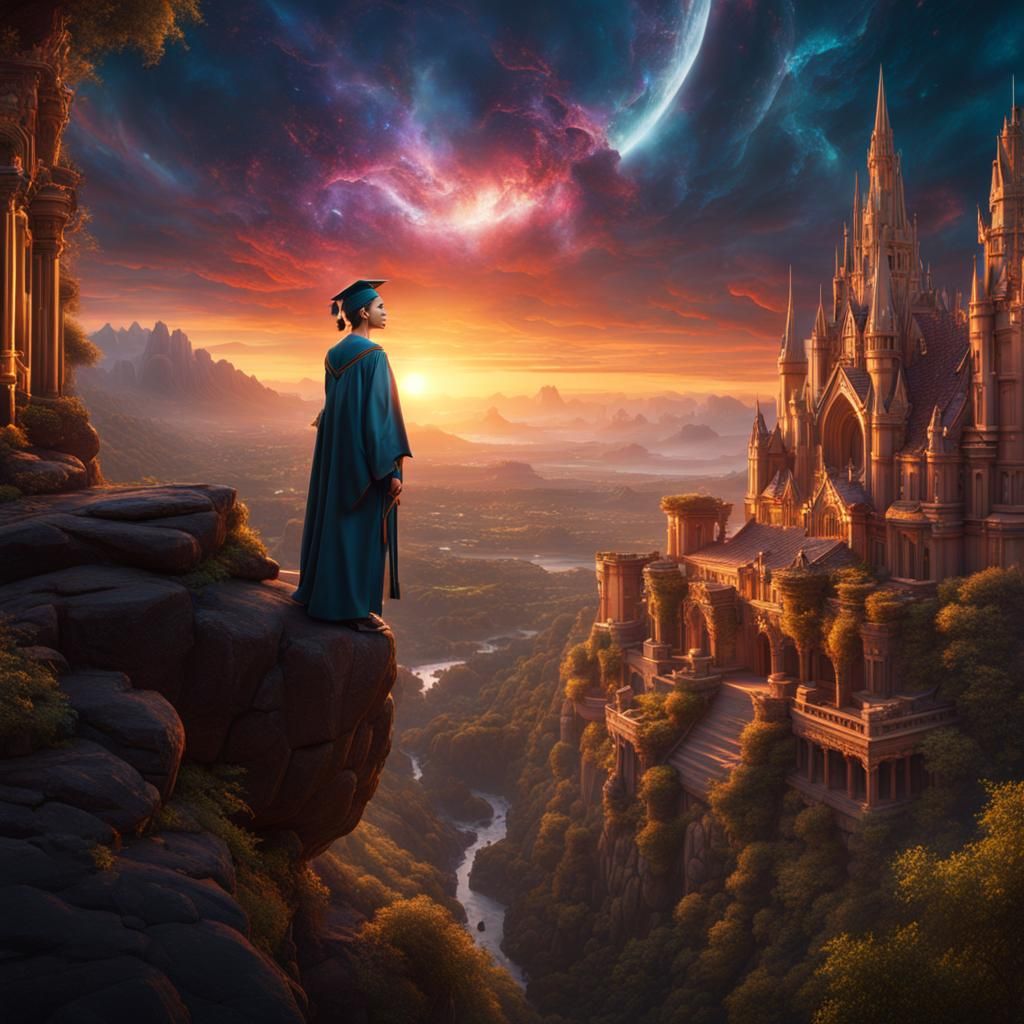 Woman's Graduation: Matte Painting in Deep Color