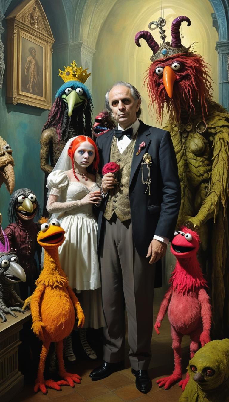 Pipi Longstocking's Cryptid Wedding: Surreal Digital Art