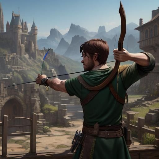 Robin Hood Archery in Detailed Matte Painting Style