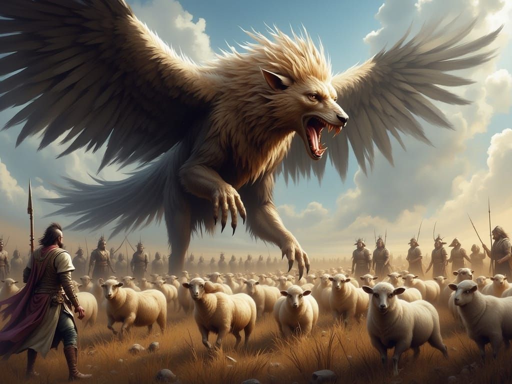 Fantasy Beast vs Warriors: Bird Lion Hybrid Attack
