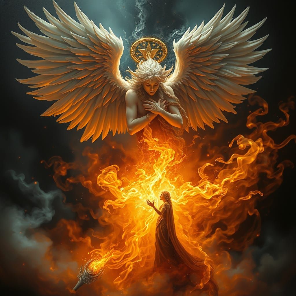 Hyperrealistic Conception: Angelic Beast Transformation