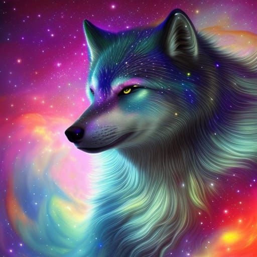 Cosmic Star Wolf in a Celestial Nebula