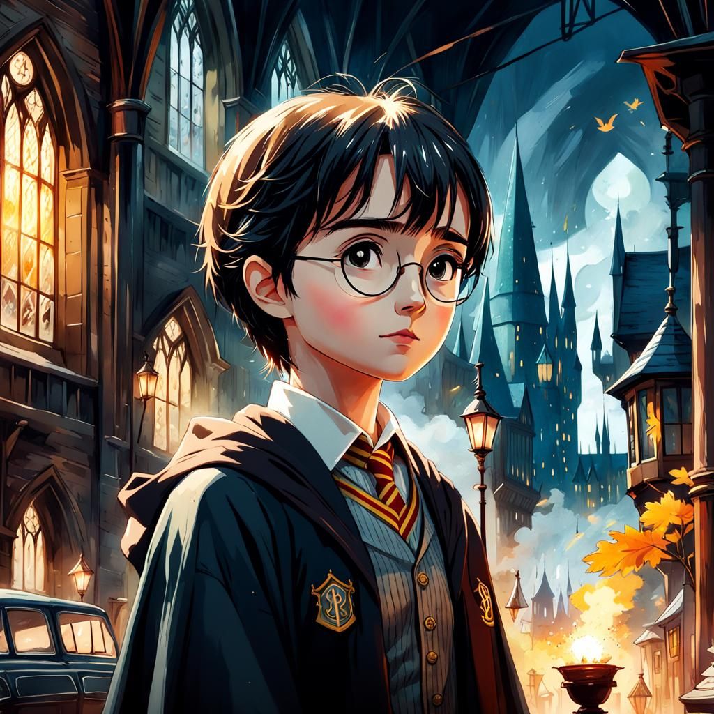 Adorable Anime Portrait in Watercolor