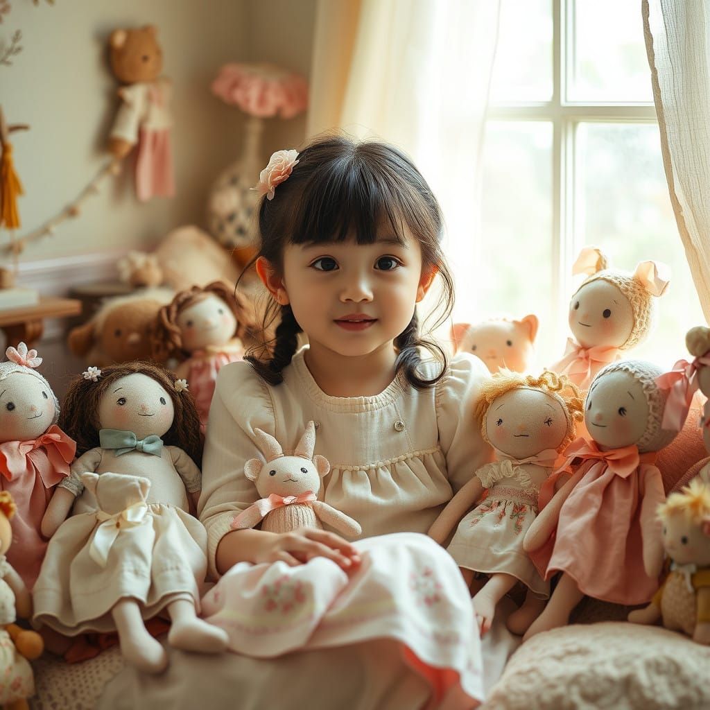 Whimsical Dolls in a Sunlit Wonderland