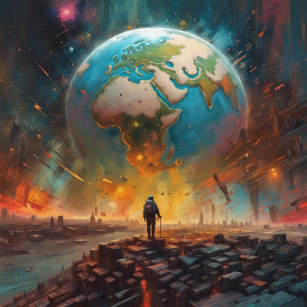 Earth from Space: Vibrant Fine Art Oil Painting