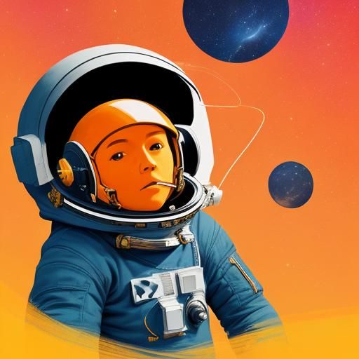 Astronaut Contemplates Stars on Lonely Planet