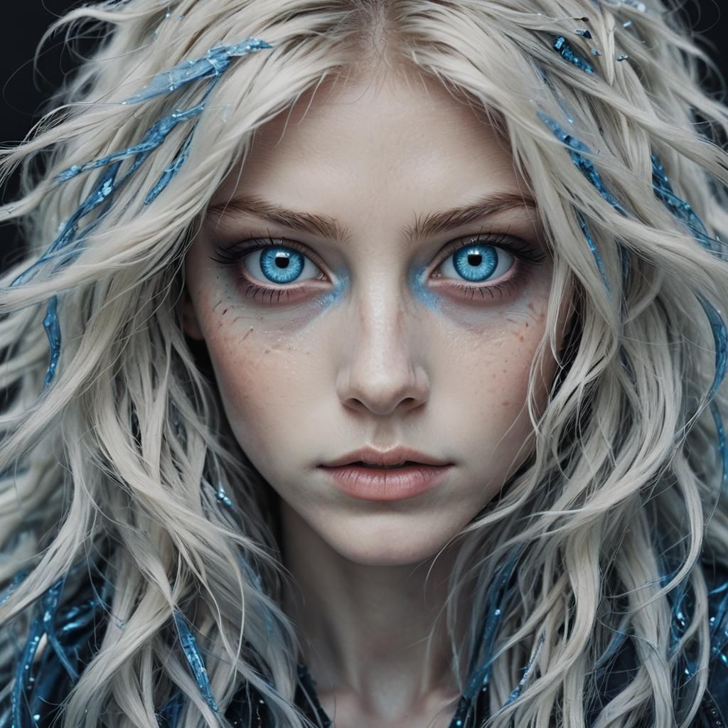 Beautiful Blue-Eyed Monster with Human Features