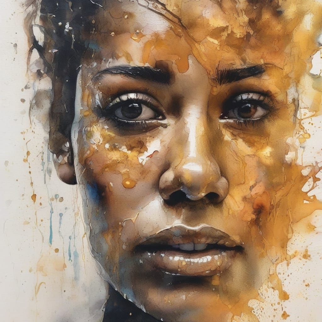 Expressive Face in Splash Art Style