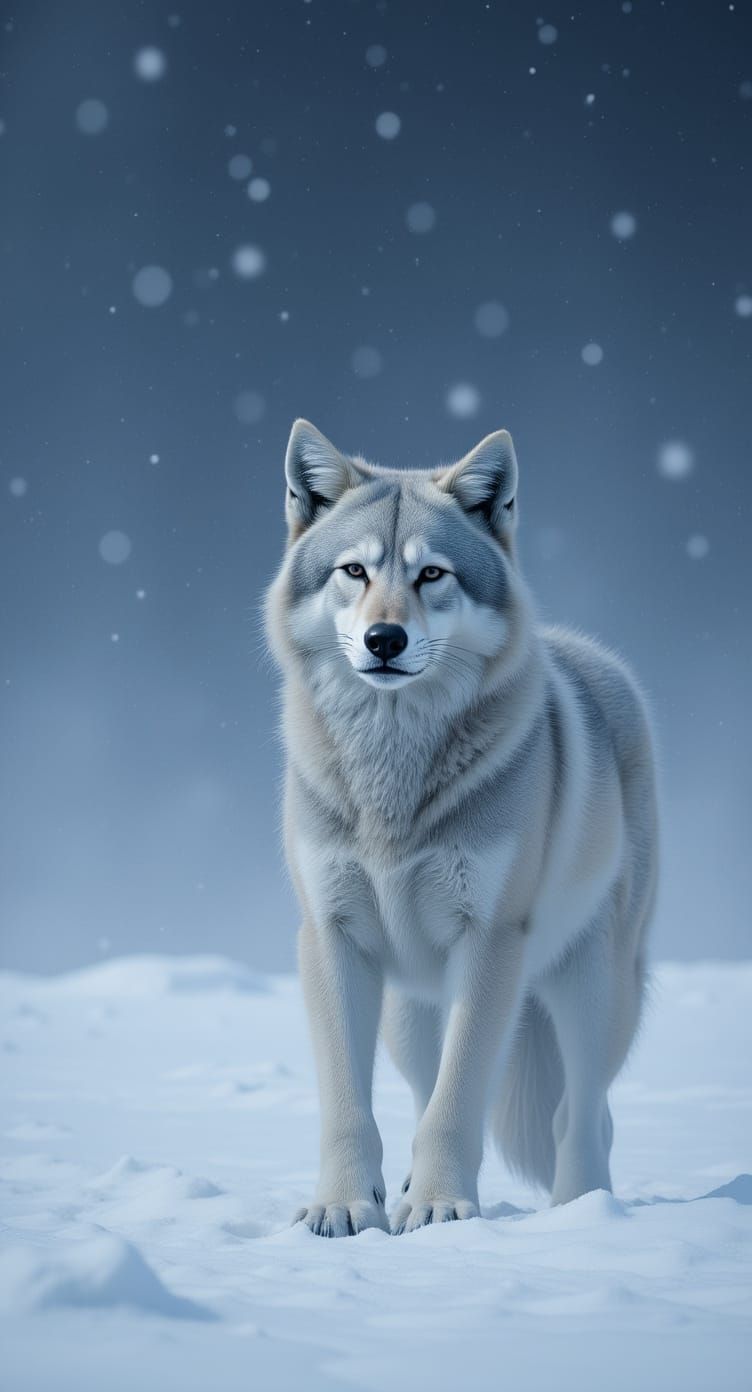 Arctic Wolf on Frozen Tundra in Hyper-Realism