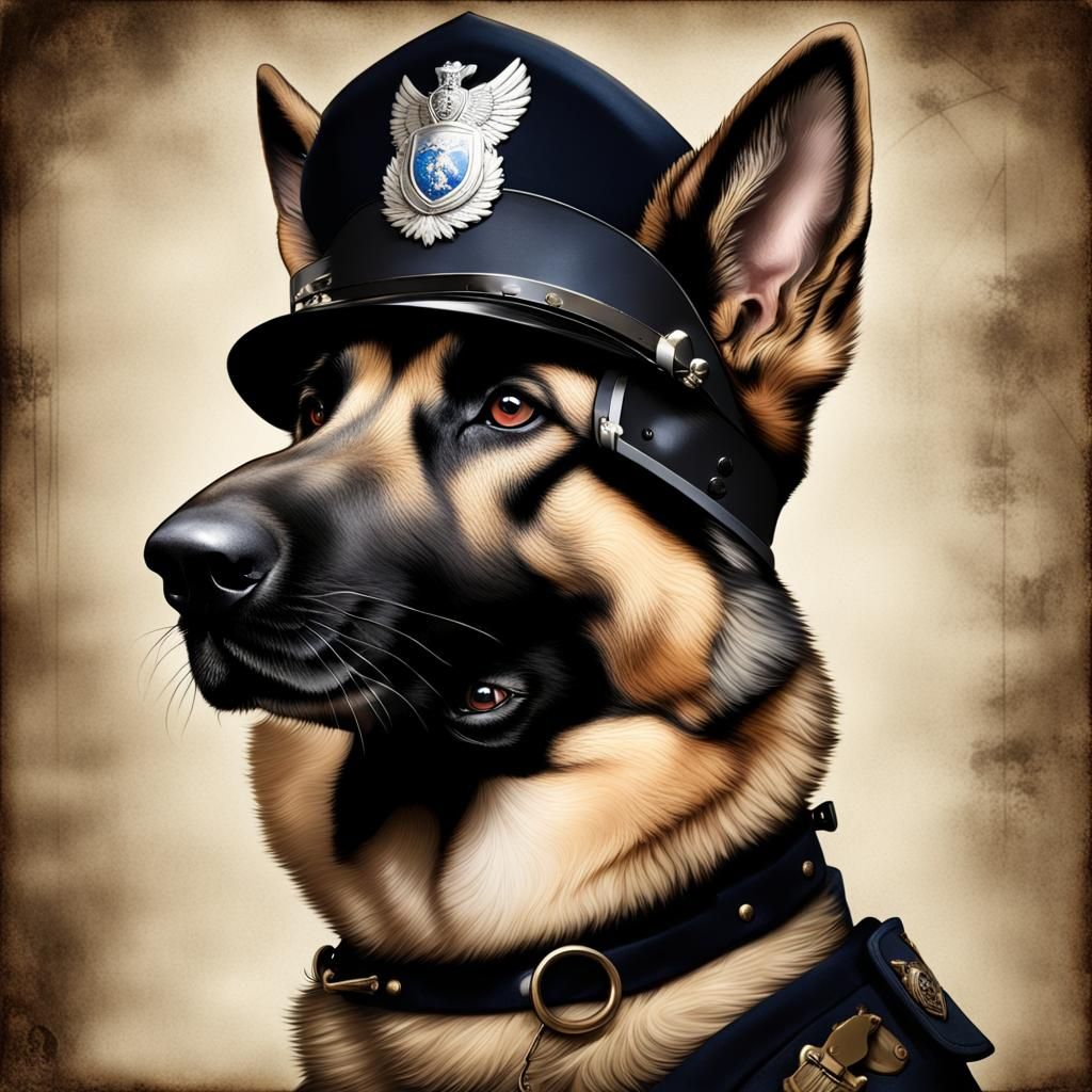 Steampunk Police Dog Exudes Authority and Strength
