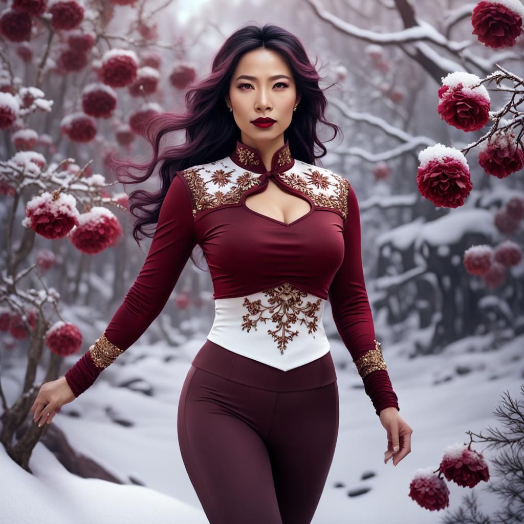 Filipina Princess in Snowy Landscape: Digital Matte Painting