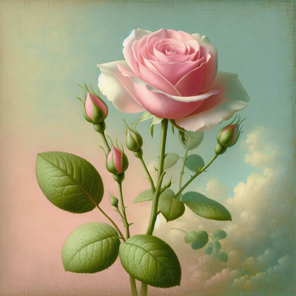 Photorealistic Pink Rose with Pastel Background