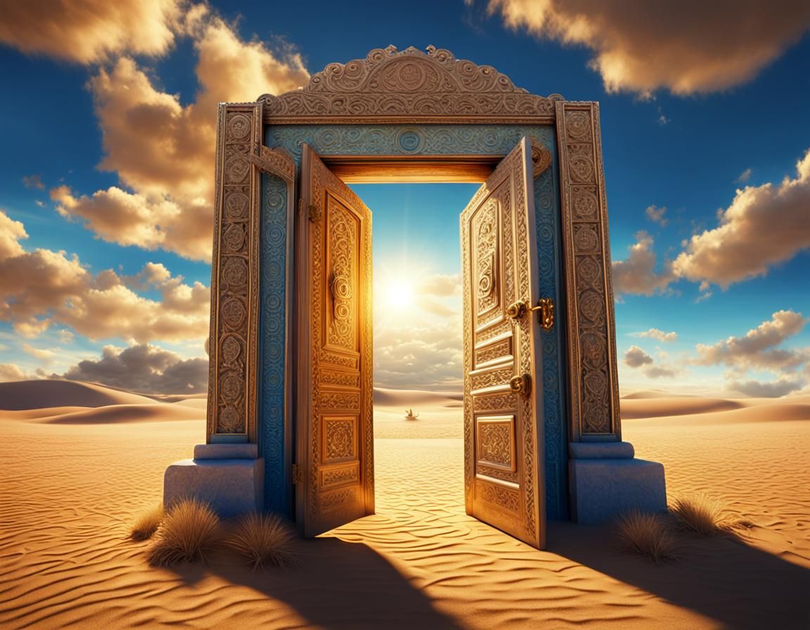 Mystical Door in Surreal Desert Dreamscape