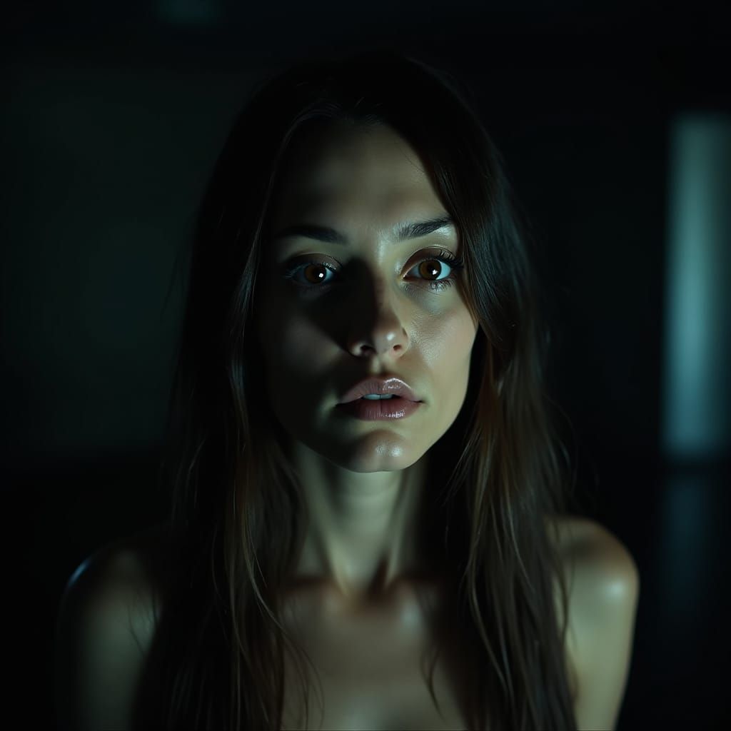 Intense Portrait of Woman with Prey Animal Eyes