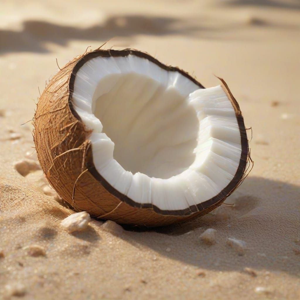 Surreal Beachside Coconut with Warm Golden Light