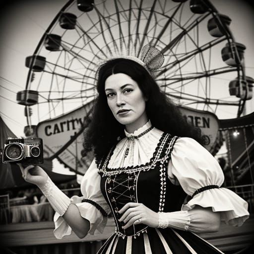 Vintage Freak Show Performer in Black and White