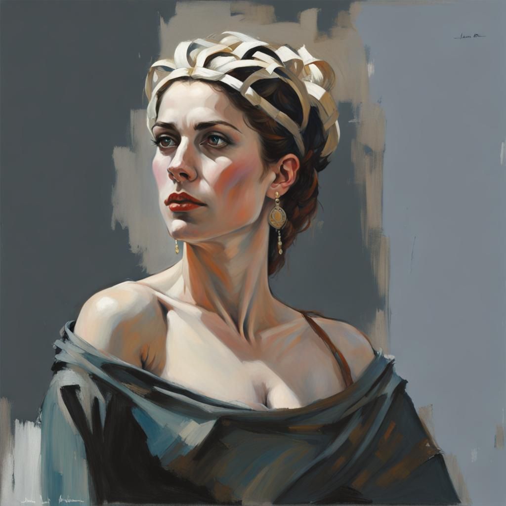 Helen of Troy in Greek Dress Acrylic Painting