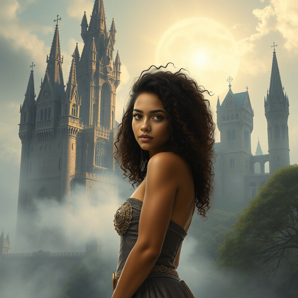 Amazon Warrior in Mystical Steampunk Castle