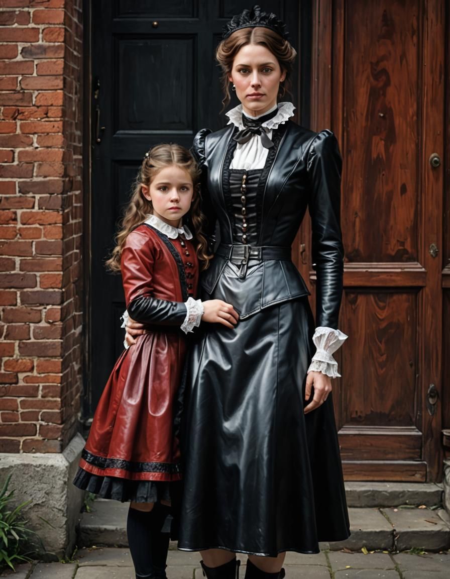 Victorian Mother and Daughter in Liquid Leather