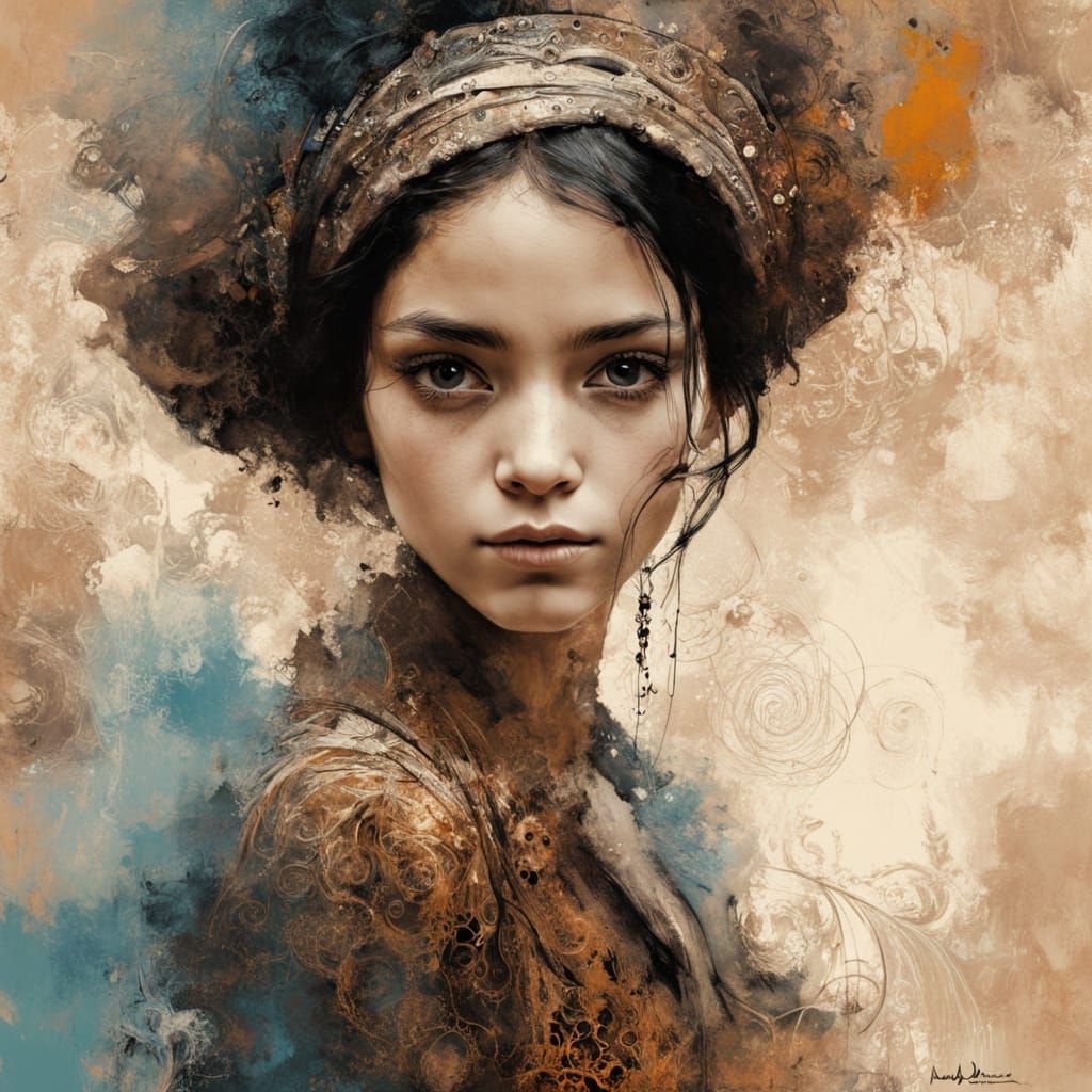 A Moody Nomadic Portrait in Cyberpunk Style