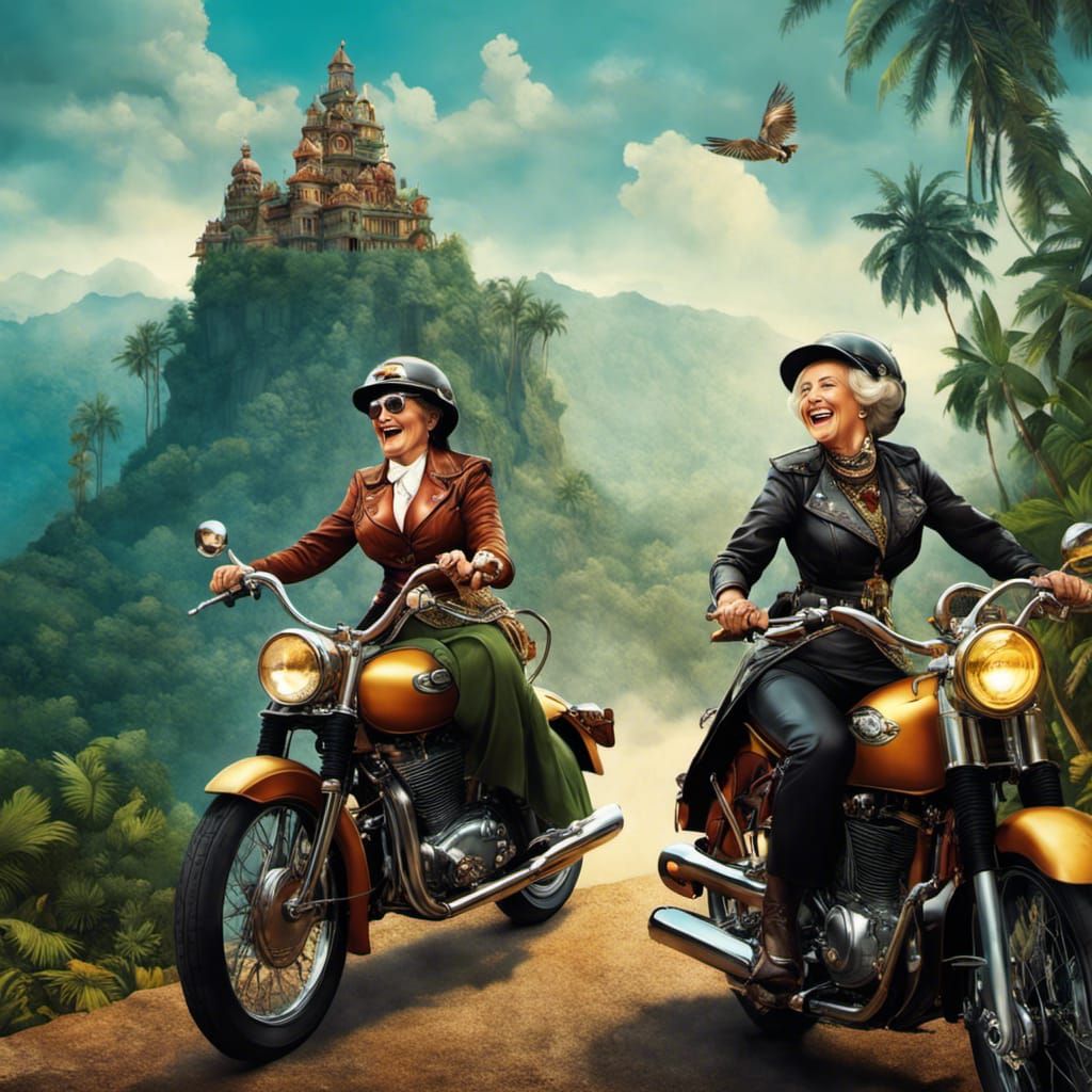 Steampunk Jungle Adventure with Motorcycle Ladies