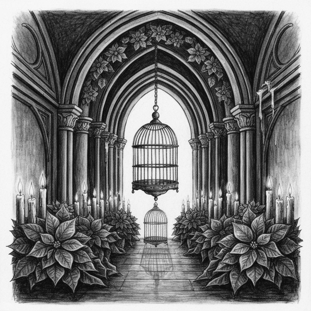 Gothic Christmas Crypt with Spectral Candlelight